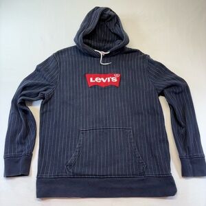 Levi's Dark Blue Modern Housemark Pinstripe Hoodie Size Large